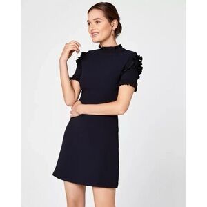 Chic Navy Ruffle Sleeve Mini Dress